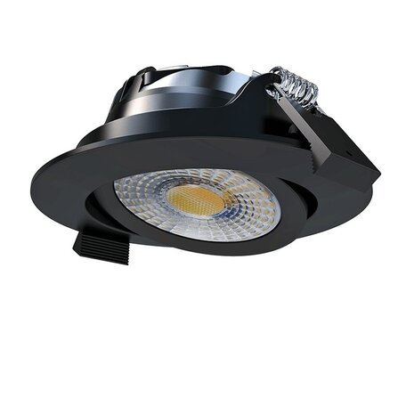 LCB LED Inbouwspot IP65 - 82MM Mat Zwart - 6W 580Lm  - CCT 827 - 830 - 840 Multi Color Switch | Zaagmaat 67MM Triac Dimbaar