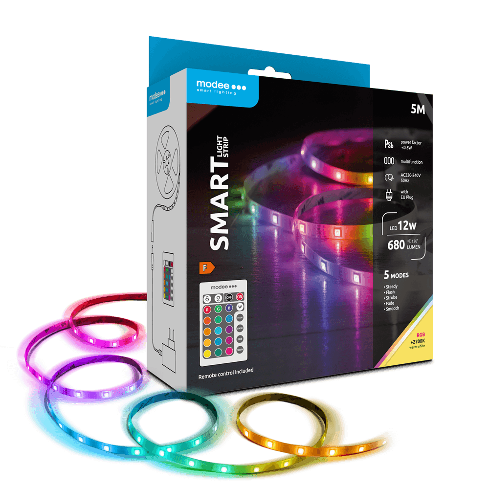 LED Strip 5m RGB+2700K 12W Complete Set met Afstandsbediening ...