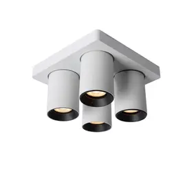Lucide LED Plafondspot NIGEL Wit / Zwart - GU10 Fitting - 4-Lichts - 20W -  DTW Dim to warm 2200K/3000K | Dimtone Dimbaar Lucide LED Plafondspot NIGEL Wit / Zwart - GU10 Fitting - 4-Lichts - 20W -  DTW Dim to warm 2200K/3000K | Dimtone Dimbaar