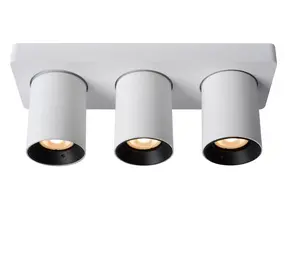Lucide LED Plafondspot NIGEL Wit / Zwart - GU10 Fitting - 3-Lichts - 15W -  DTW Dim to warm 2200K/3000K | Dimtone Dimbaar Lucide LED Plafondspot NIGEL Wit / Zwart - GU10 Fitting - 3-Lichts - 15W -  DTW Dim to warm 2200K/3000K | Dimtone Dimbaar