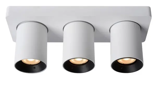 Lucide LED Plafondspot NIGEL Wit / Zwart - GU10 Fitting - 3-Lichts - 15W -  DTW Dim to warm 2200K/3000K | Dimtone Dimbaar Lucide LED Plafondspot NIGEL Wit / Zwart - GU10 Fitting - 3-Lichts - 15W -  DTW Dim to warm 2200K/3000K | Dimtone Dimbaar