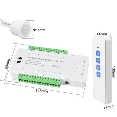 LCB LED Strip toebehoren- Trap set- controller set- dynamische trapverlichting- incl. bewegingssensoren en afstandsbediening LCB LED Strip toebehoren- Trap set- controller set- dynamische trapverlichting- incl. bewegingssensoren en afstandsbediening