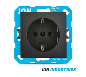ION Industries Stopcontact - Mat Zwart | Randaarde & Kinderbeveiliging