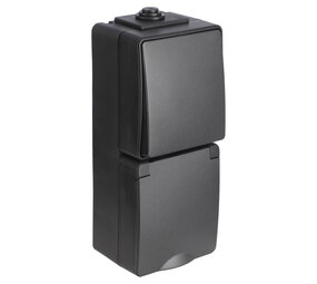 ION Industries Combinatie spatwaterdicht - opbouw - wissel - randaarde - verticaal - IP55 - zwart