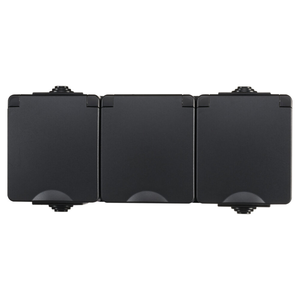 ION Industries Contactdoos spatwaterdicht - opbouw - 3-voudig - randaarde - IP55 - zwart ION Industries Contactdoos spatwaterdicht - opbouw - 3-voudig - randaarde - IP55 - zwart