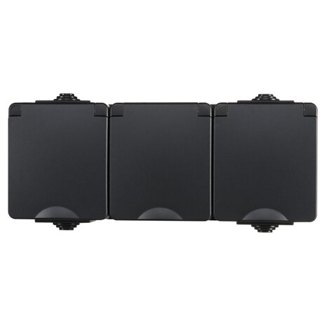 ION Industries Contactdoos spatwaterdicht - opbouw - 3-voudig - randaarde - IP55 - zwart ION Industries Contactdoos spatwaterdicht - opbouw - 3-voudig - randaarde - IP55 - zwart