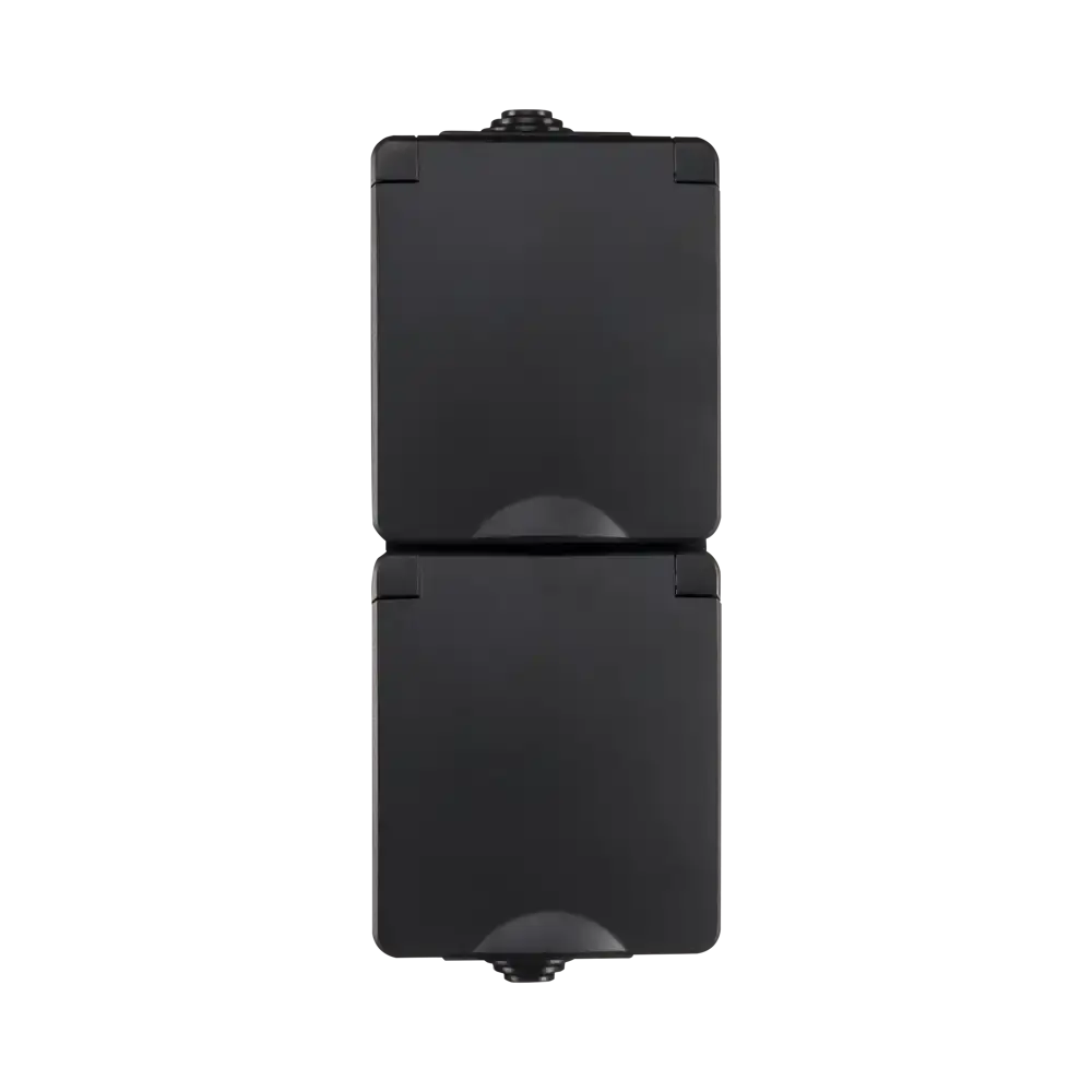 ION Industries Opbouw IP55 Wandcontactdoos 2-voudig Verticaal | Zwart ION Industries Opbouw IP55 Wandcontactdoos 2-voudig Verticaal | Zwart