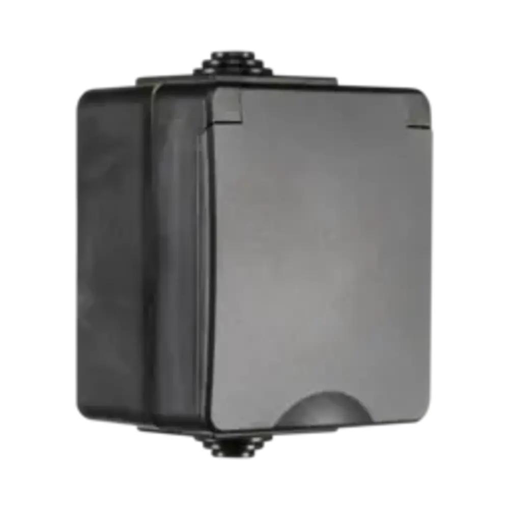 ION Industries Opbouw IP55 Wandcontactdoos | Zwart ION Industries Opbouw IP55 Wandcontactdoos | Zwart