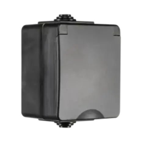 ION Industries Opbouw IP55 Wandcontactdoos | Zwart ION Industries Opbouw IP55 Wandcontactdoos | Zwart