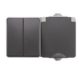 ION Industries Combinatie spatwaterdicht - opbouw - serie - randaarde - IP55 - grijs ION Industries Combinatie spatwaterdicht - opbouw - serie - randaarde - IP55 - grijs