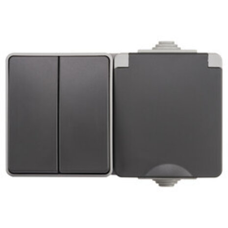 ION Industries Combinatie spatwaterdicht - opbouw - serie - randaarde - IP55 - grijs ION Industries Combinatie spatwaterdicht - opbouw - serie - randaarde - IP55 - grijs