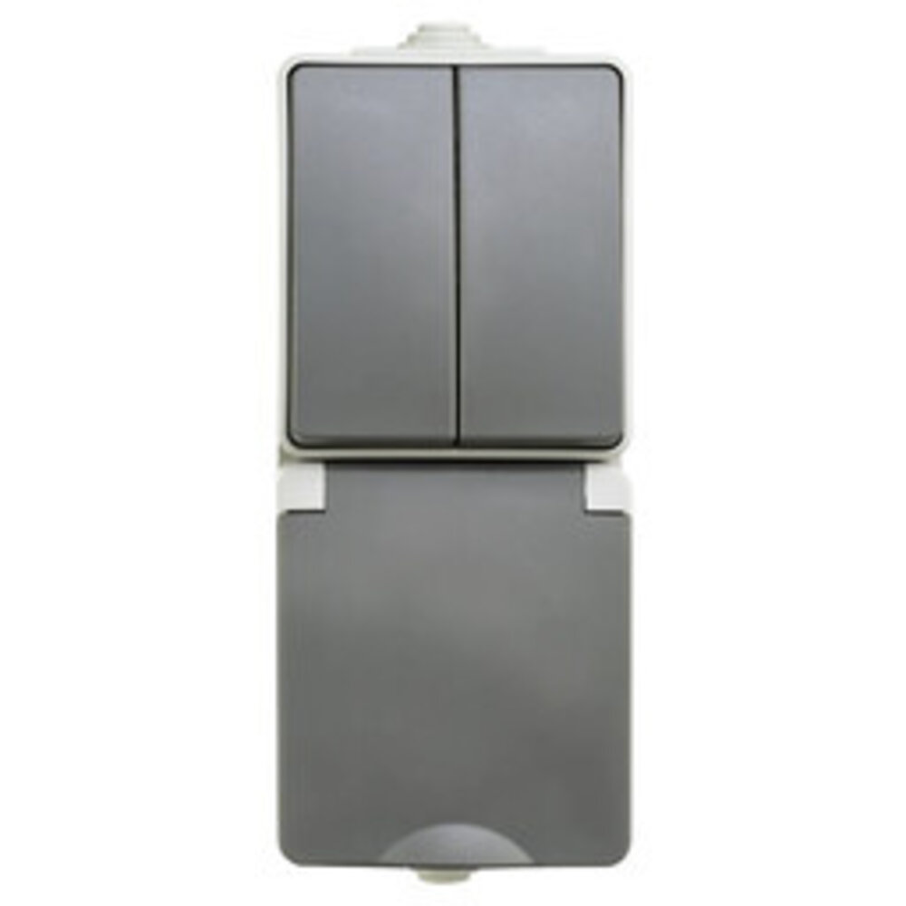 ION Industries Combinatie spatwaterdicht - opbouw - serie - randaarde - verticaal - IP55 - grijs ION Industries Combinatie spatwaterdicht - opbouw - serie - randaarde - verticaal - IP55 - grijs