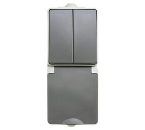 ION Industries Combinatie spatwaterdicht - opbouw - serie - randaarde - verticaal - IP55 - grijs