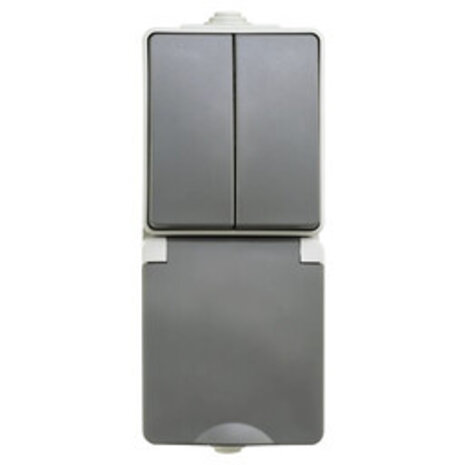 ION Industries Combinatie spatwaterdicht - opbouw - serie - randaarde - verticaal - IP55 - grijs ION Industries Combinatie spatwaterdicht - opbouw - serie - randaarde - verticaal - IP55 - grijs