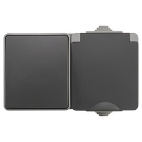 ION Industries Combinatie spatwaterdicht - opbouw - wissel - randaarde - IP55 - grijs