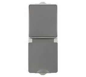 ION Industries Combinatie spatwaterdicht - opbouw - wissel - randaarde - verticaal - IP55 - grijs ION Industries Combinatie spatwaterdicht - opbouw - wissel - randaarde - verticaal - IP55 - grijs