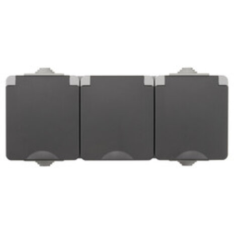 ION Industries Contactdoos spatwaterdicht - opbouw - 3-voudig - randaarde - IP55 - grijs ION Industries Contactdoos spatwaterdicht - opbouw - 3-voudig - randaarde - IP55 - grijs