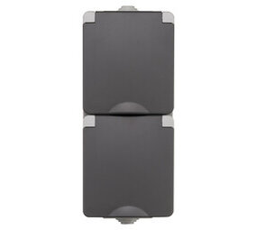 ION Industries Contactdoos spatwaterdicht - opbouw - 2-voudig - randaarde - verticaal - IP55 - grijs ION Industries Contactdoos spatwaterdicht - opbouw - 2-voudig - randaarde - verticaal - IP55 - grijs