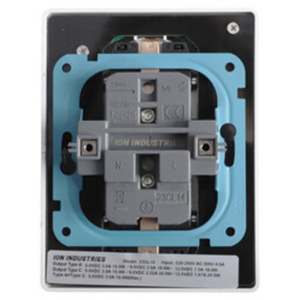 ION Industries Contactdoos inbouw/opbouw - 2-voudig - RA - USB-A  +  USB-C Alpin Wit