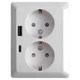 ION Industries Contactdoos inbouw/opbouw - 2-voudig - RA - USB-A  +  USB-C Alpin Wit