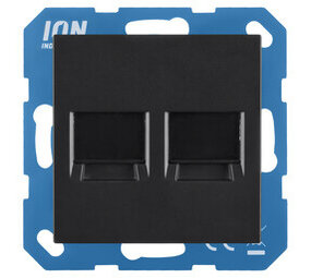 ION Industries V1/J1 modular jack 2-voudig - recht - plaat - Mat Zwart ION Industries V1/J1 modular jack 2-voudig - recht - plaat - Mat Zwart