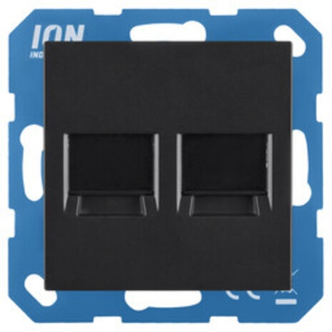 ION Industries V1/J1 modular jack 2-voudig - recht - plaat - Mat Zwart ION Industries V1/J1 modular jack 2-voudig - recht - plaat - Mat Zwart