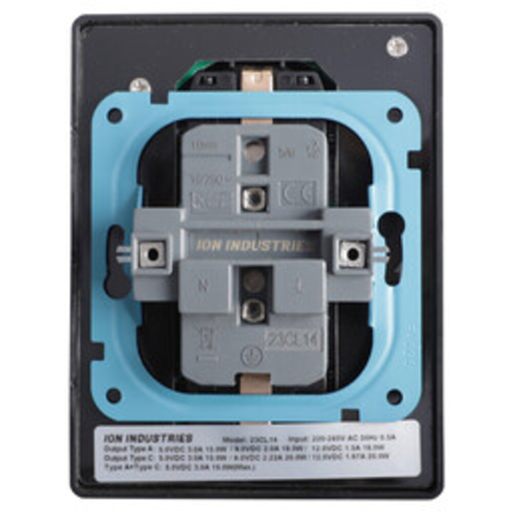 ION Industries Contactdoos inbouw/opbouw - 2-voudig - RA - USB-A  +  USB-C Mat Zwart ION Industries Contactdoos inbouw/opbouw - 2-voudig - RA - USB-A  +  USB-C Mat Zwart