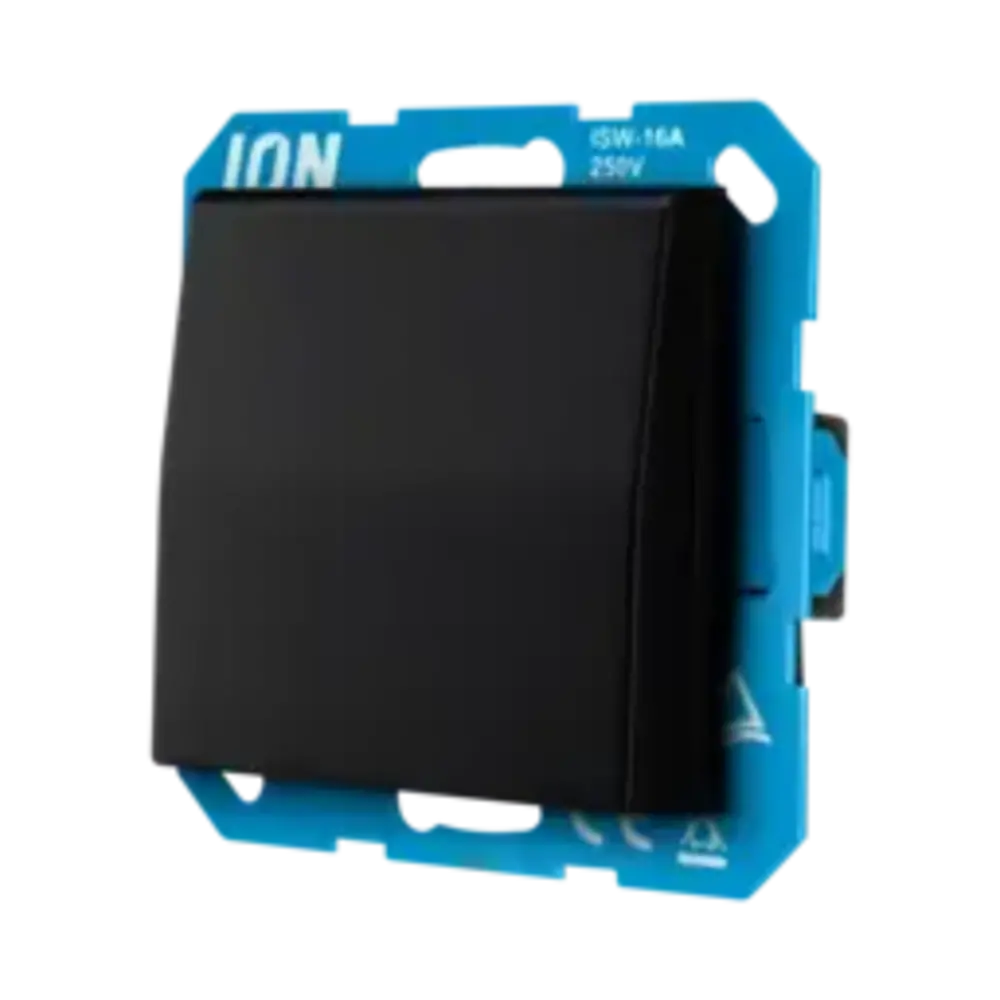 ION Industries V1/J1 contactdoos inbouw RA - 1-voudig - randaarde - met klep - IP44 - Mat Zwart