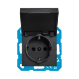 ION Industries V1/J1 contactdoos inbouw RA - 1-voudig - randaarde - met klep - IP44 - Mat Zwart ION Industries V1/J1 contactdoos inbouw RA - 1-voudig - randaarde - met klep - IP44 - Mat Zwart