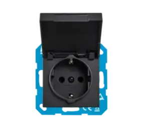 ION Industries V1/J1 contactdoos inbouw RA - 1-voudig - randaarde - met klep - IP44 - Mat Zwart ION Industries V1/J1 contactdoos inbouw RA - 1-voudig - randaarde - met klep - IP44 - Mat Zwart