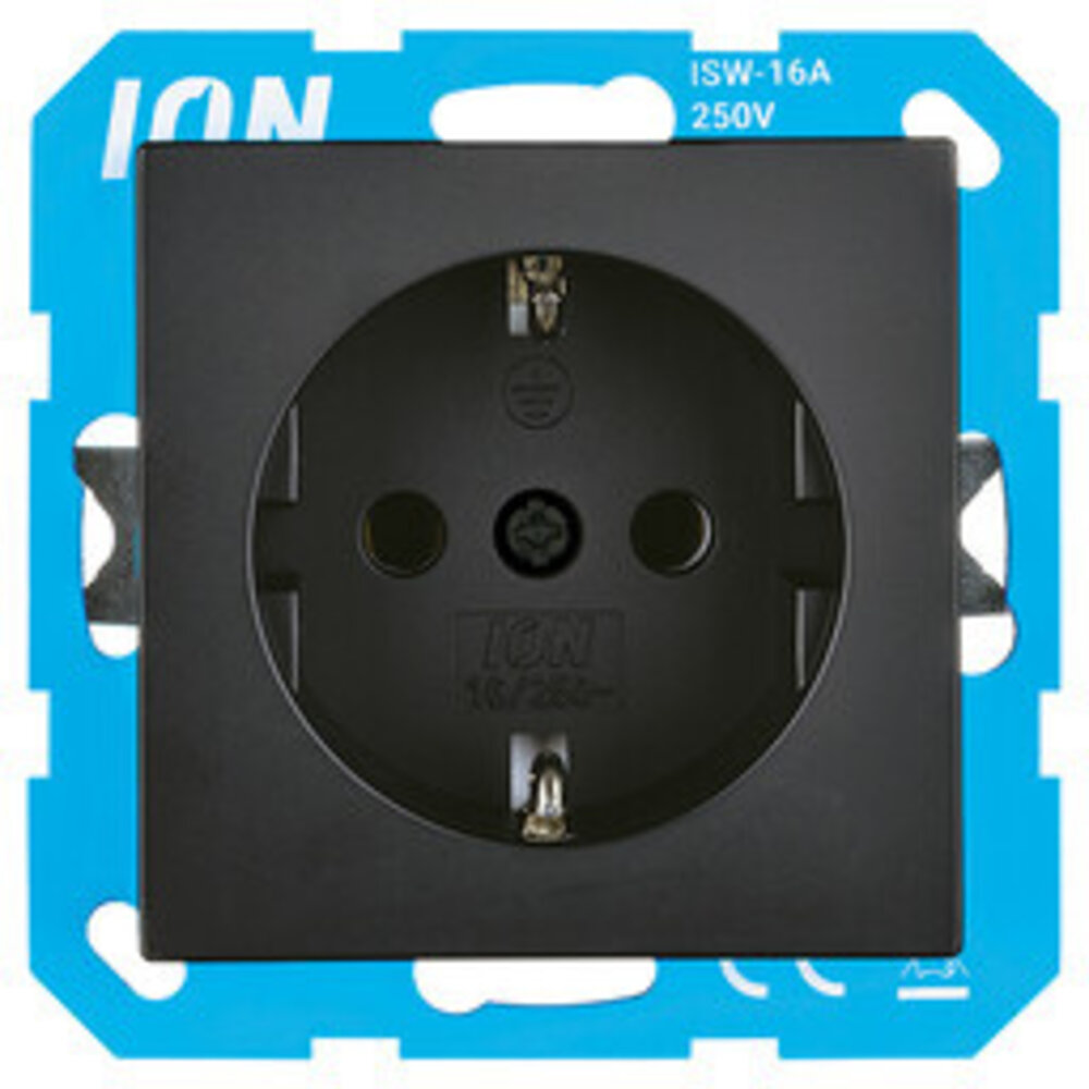 ION Industries V1/J1 contactdoos inbouw - 1-voudig - randaarde - met aanraakbeveiliging - 71 x 71 x 32 mm - Mat Zwart ION Industries V1/J1 contactdoos inbouw - 1-voudig - randaarde - met aanraakbeveiliging - 71 x 71 x 32 mm - Mat Zwart