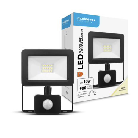 Modee LED ECO schijnwerper met bewegingssensor - 10W vervangt 90W - Lichtkleur optioneel - 2 jaar garantie Modee LED ECO schijnwerper met bewegingssensor - 10W vervangt 90W - Lichtkleur optioneel - 2 jaar garantie