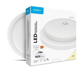 Modee OP=OP LED Bulkhead - PIR sensor - 18W 1820lm - 4000K - D195x45mm - IP65 - Wit
