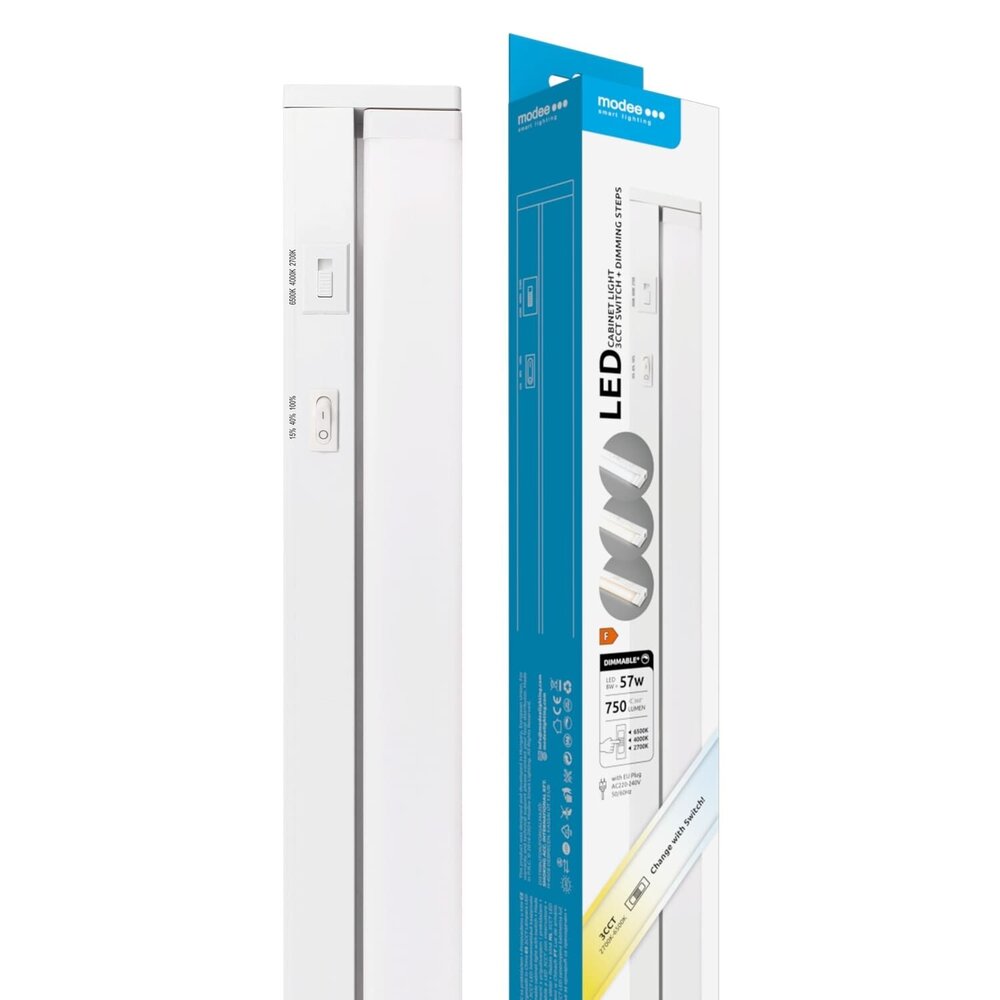 Modee LED Onderbouwverlichting -  8W 750lm - 556mm - Dimbaar - 3 lichtkleuren Modee LED Onderbouwverlichting -  8W 750lm - 556mm - Dimbaar - 3 lichtkleuren