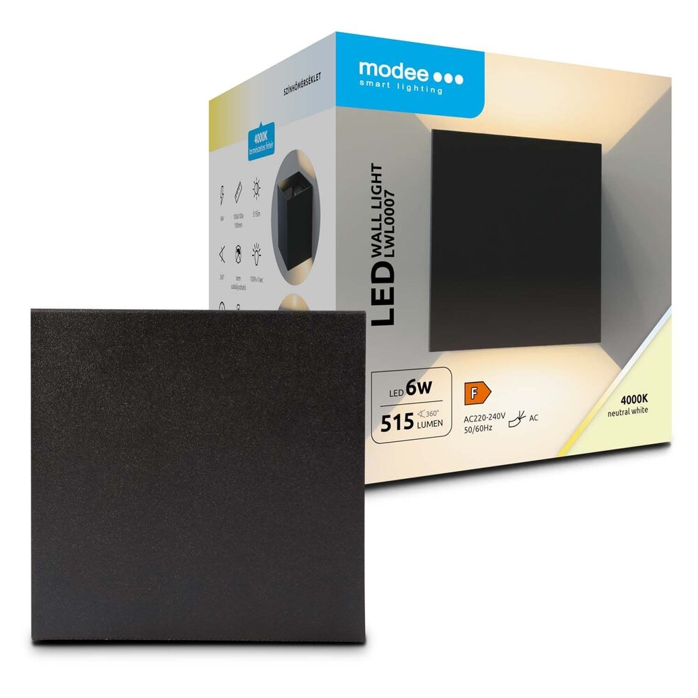 Modee LED Wandlamp - 6W 515lm - 4000K - IP65 - 100x100x100mm Modee LED Wandlamp - 6W 515lm - 4000K - IP65 - 100x100x100mm