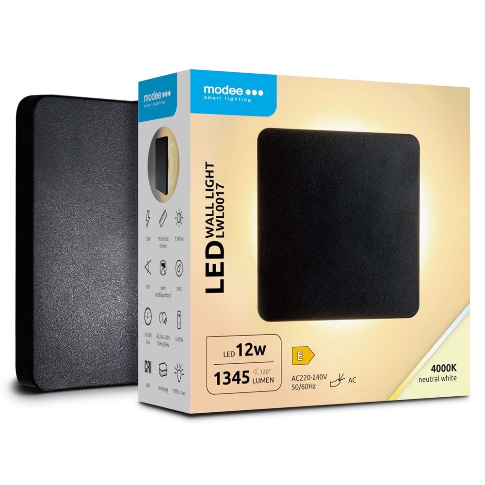 Modee LED Wandlamp - 12W 1345lm - 4000K - IP65 - 165x165x61mm Modee LED Wandlamp - 12W 1345lm - 4000K - IP65 - 165x165x61mm