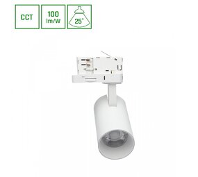 Spectrum LED Railspot ANDROMEDA PRIME - 8W - CCT 3000K/4000K/6000K - 100 lm/W - 25° Bundel - IP20 - 54x109x160mm - Wit - 3-Fase Spectrum LED Railspot ANDROMEDA PRIME - 8W - CCT 3000K/4000K/6000K - 100 lm/W - 25° Bundel - IP20 - 54x109x160mm - Wit - 3-Fase