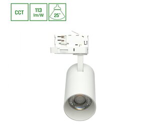 Spectrum LED Railspot ANDROMEDA PRIME - 24W - CCT 3000K/4000K/6000K - 113 lm/W - 25° Bundel - IP20 - Ø76x177x228mm - Wit - 3-Fase Spectrum LED Railspot ANDROMEDA PRIME - 24W - CCT 3000K/4000K/6000K - 113 lm/W - 25° Bundel - IP20 - Ø76x177x228mm - Wit - 3-Fase