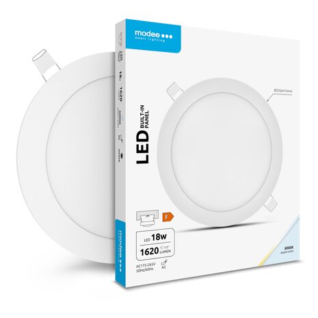 Modee LED inbouwspot - 18W 1620lm - 6000K - Zaagmaat: 200mm - Rond Modee LED inbouwspot - 18W 1620lm - 6000K - Zaagmaat: 200mm - Rond