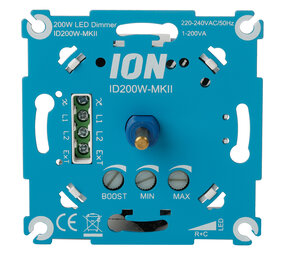 ION Industries ION Industries dimmer inbouw - LED - 1-200 W - druk-wissel - RC element - blauw ION Industries ION Industries dimmer inbouw - LED - 1-200 W - druk-wissel - RC element - blauw