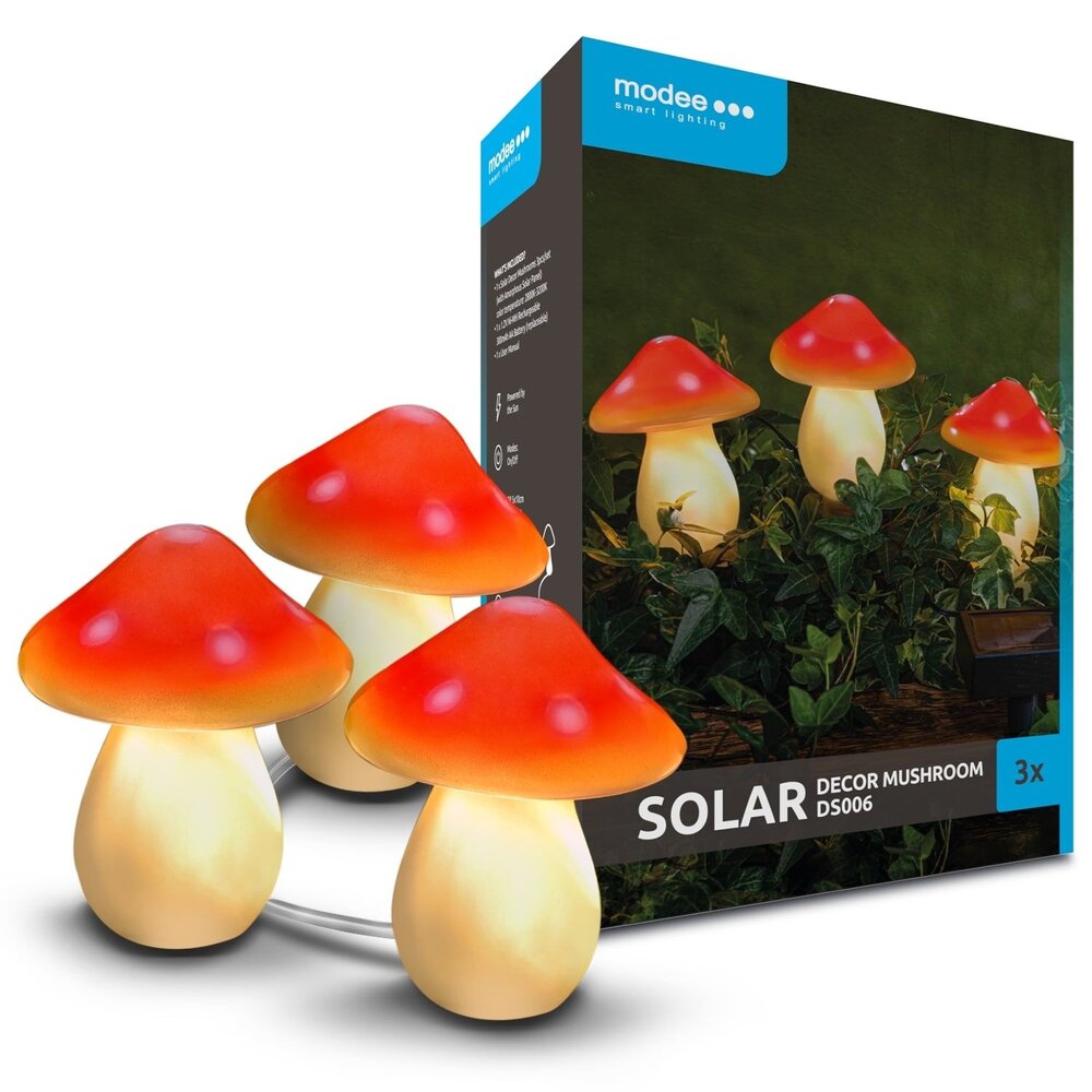 Modee LED Solar Lamp decoratieve paddenstoelen - DS006 - 3 stuks Modee LED Solar Lamp decoratieve paddenstoelen - DS006 - 3 stuks