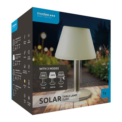 Modee LED Solar Tafellamp - 3000K 100lm - TL001 Modee LED Solar Tafellamp - 3000K 100lm - TL001