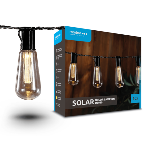 Modee LED Solar Lichtslinger 4,7m - 2700K Warm wit - DS010 Modee LED Solar Lichtslinger 4,7m - 2700K Warm wit - DS010