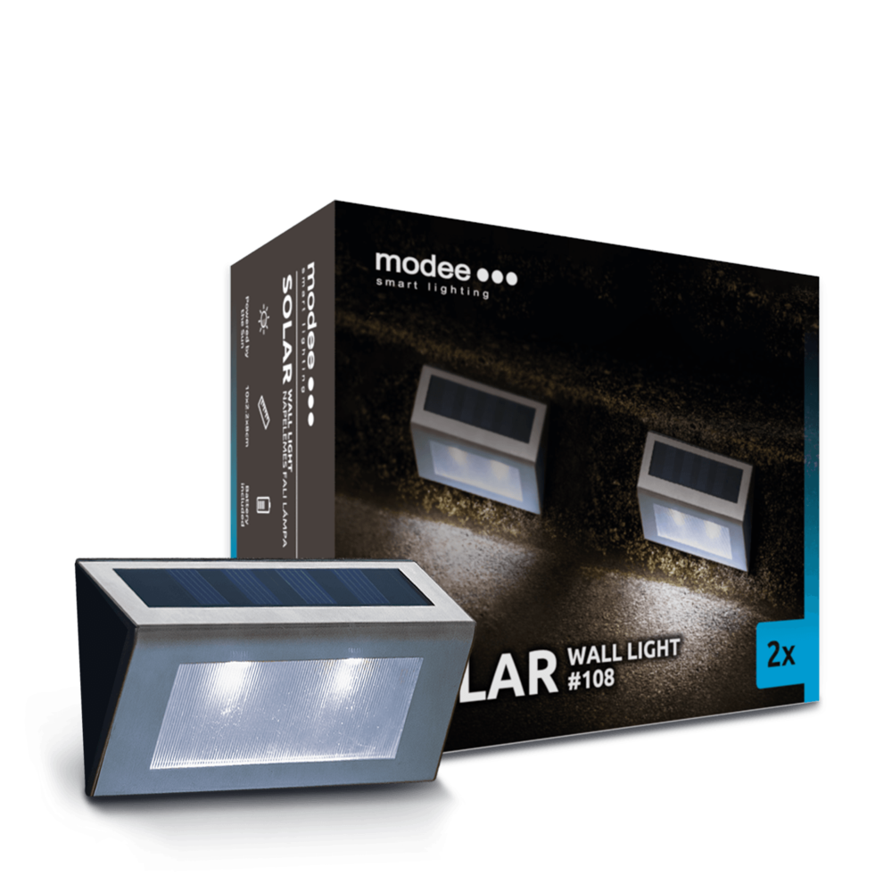 Modee LED Solar Wandlamp -  6000K Daglicht - WS108 - 2 stuks Modee LED Solar Wandlamp -  6000K Daglicht - WS108 - 2 stuks