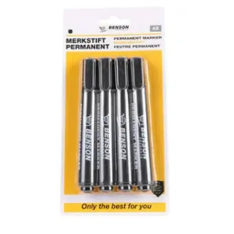 Benson MARKEERSTIFT - Permanent -Fijn - 4 Stuks - Zwart Benson MARKEERSTIFT - Permanent -Fijn - 4 Stuks - Zwart