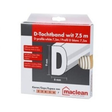 D tochtprofiel 3-6mm x 9mm - klevend D tochtprofiel 3-6mm x 9mm - klevend