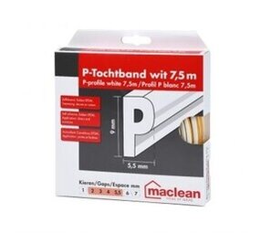 P tochtprofiel 3-5,5mm x 9mm - klevend P tochtprofiel 3-5,5mm x 9mm - klevend