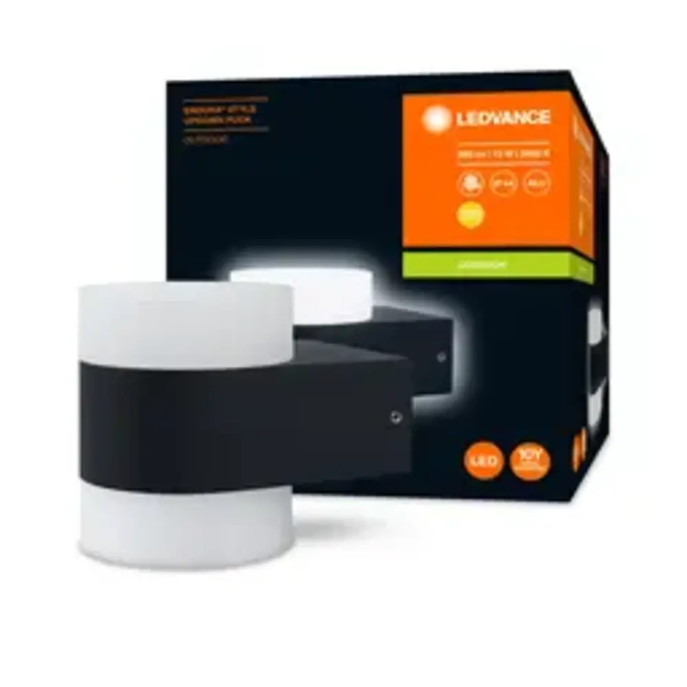 Ledvance LED Wandlamp - Endura Stijl Updown Puck - Donker Grijs - 13W 980lm - 3000K Warm Wit Ledvance LED Wandlamp - Endura Stijl Updown Puck - Donker Grijs - 13W 980lm - 3000K Warm Wit