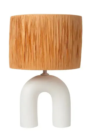 Lucide LED Tafellamp - RONDA - 1x E27 Fitting - Rattan Kap - Keramische Basis - 28x28x45cm - Wit - Niet Dimbaar - Binnengebruik Lucide LED Tafellamp - RONDA - 1x E27 Fitting - Rattan Kap - Keramische Basis - 28x28x45cm - Wit - Niet Dimbaar - Binnengebruik