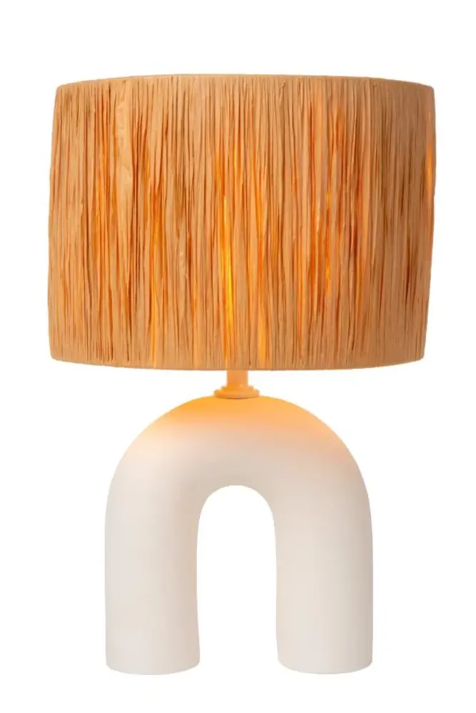 Lucide LED Tafellamp - RONDA - 1x E27 Fitting - Rattan Kap - Keramische Basis - 28x28x45cm - Wit - Niet Dimbaar - Binnengebruik Lucide LED Tafellamp - RONDA - 1x E27 Fitting - Rattan Kap - Keramische Basis - 28x28x45cm - Wit - Niet Dimbaar - Binnengebruik